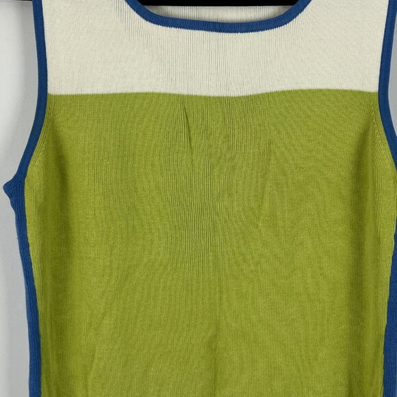 PHD Paul Harris Design Top Blouse Camisole Size L Green Blue Round Neck Stretch - Picture 3 of 9